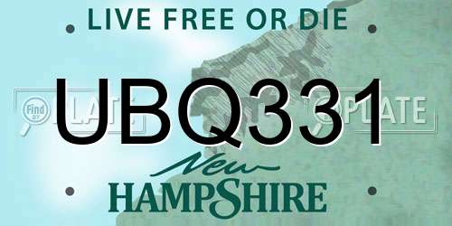 UBQ331 New Hampshire License Plate