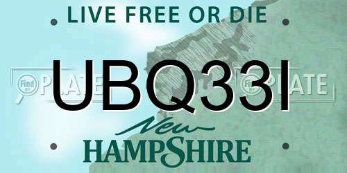 UBQ33I New Hampshire License Plate