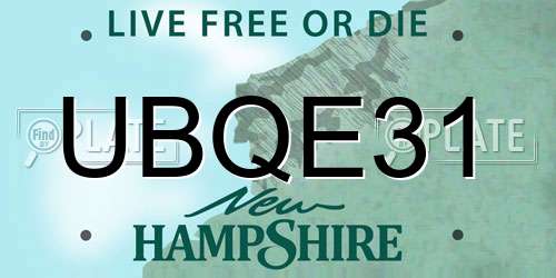 UBQE31 New Hampshire License Plate