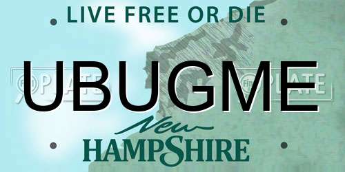 UBUGME New Hampshire License Plate