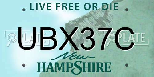 UBX37C New Hampshire License Plate