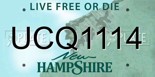 UCQ1114 New Hampshire License Plate