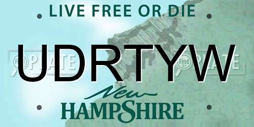 UDRTYW New Hampshire License Plate