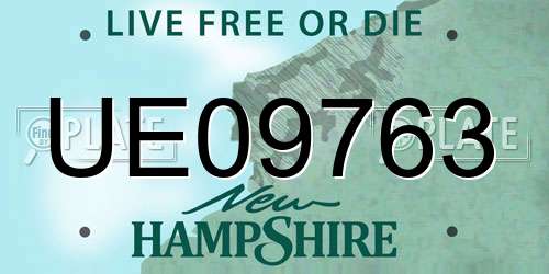 UE09763 New Hampshire License Plate
