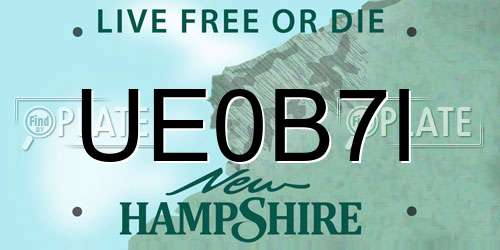 UE0B7I New Hampshire License Plate