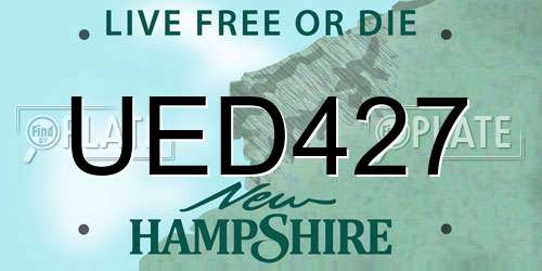 UED427 New Hampshire License Plate