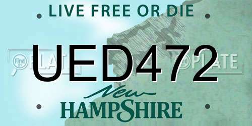 UED472 New Hampshire License Plate
