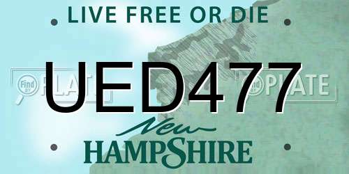 UED477 New Hampshire License Plate