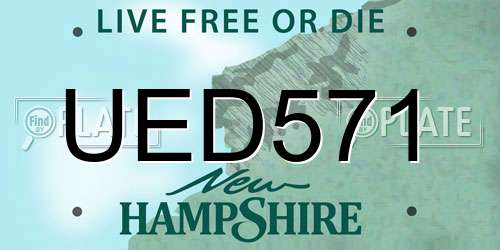 UED571 New Hampshire License Plate