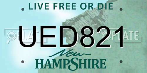 UED821 New Hampshire License Plate