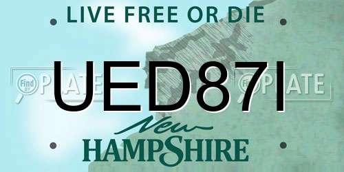 UED87I New Hampshire License Plate