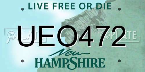 UEO472 New Hampshire License Plate
