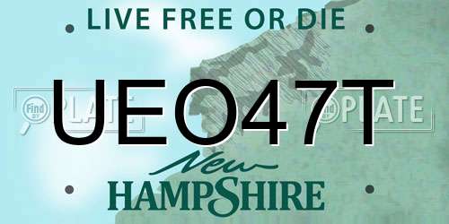 UEO47T New Hampshire License Plate