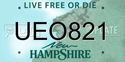 UEO821 New Hampshire License Plate