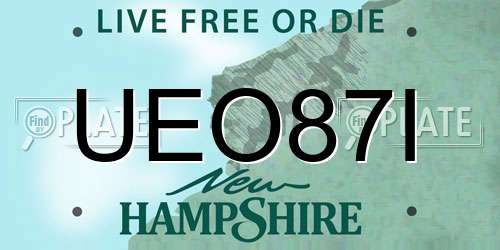 UEO87I New Hampshire License Plate