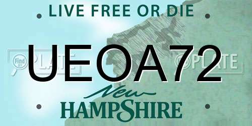 UEOA72 New Hampshire License Plate