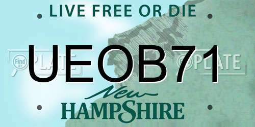 UEOB71 New Hampshire License Plate