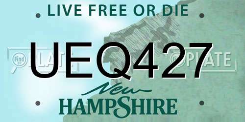 UEQ427 New Hampshire License Plate
