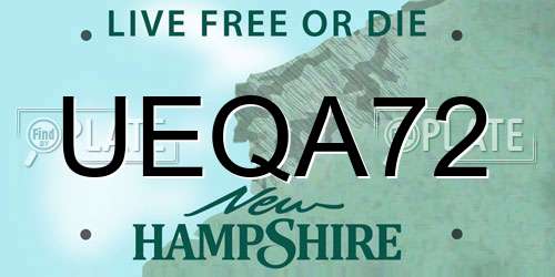 UEQA72 New Hampshire License Plate