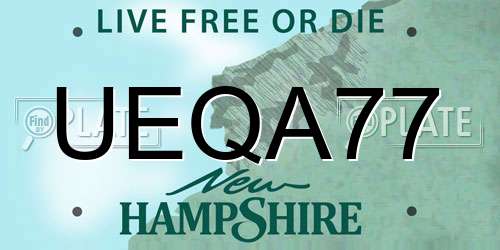 UEQA77 New Hampshire License Plate