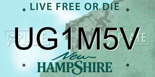 UG1M5V New Hampshire License Plate