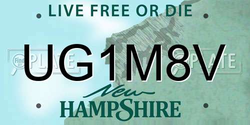 UG1M8V New Hampshire License Plate