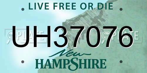 UH37076 New Hampshire License Plate