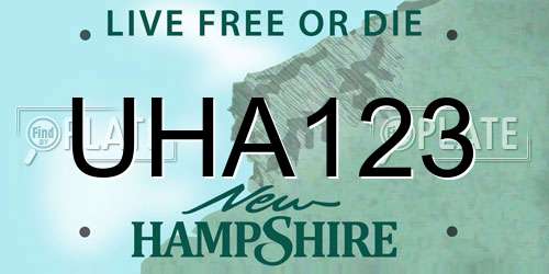 UHA123 New Hampshire License Plate