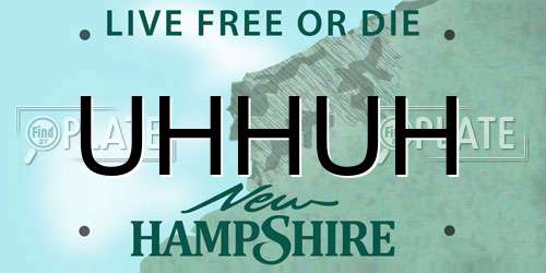 UHHUH New Hampshire License Plate