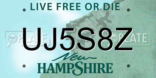 UJ5S8Z New Hampshire License Plate