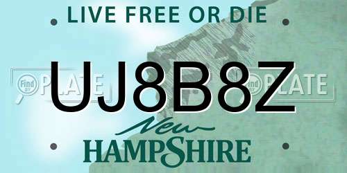 UJ8B8Z New Hampshire License Plate