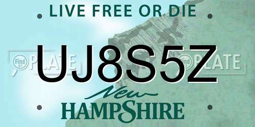UJ8S5Z New Hampshire License Plate