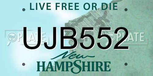 UJB552 New Hampshire License Plate