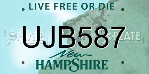 UJB587 New Hampshire License Plate