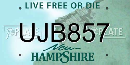 UJB857 New Hampshire License Plate