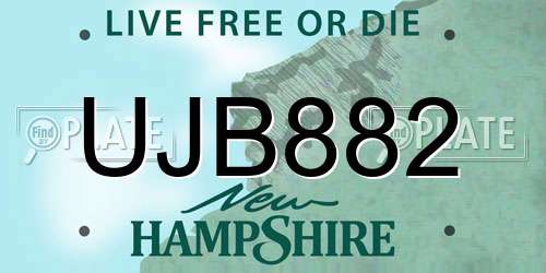 UJB882 New Hampshire License Plate