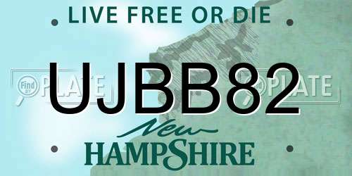 UJBB82 New Hampshire License Plate