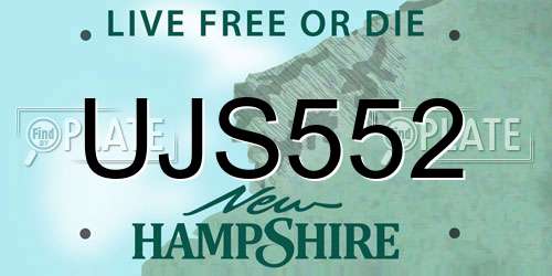 UJS552 New Hampshire License Plate
