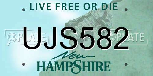 UJS582 New Hampshire License Plate