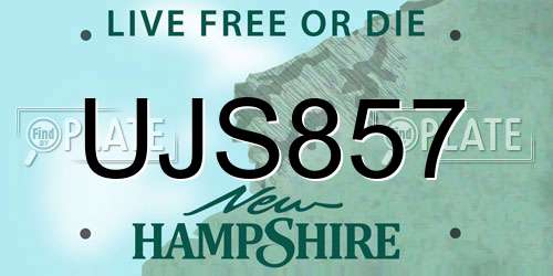 UJS857 New Hampshire License Plate