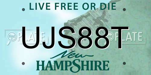 UJS88T New Hampshire License Plate