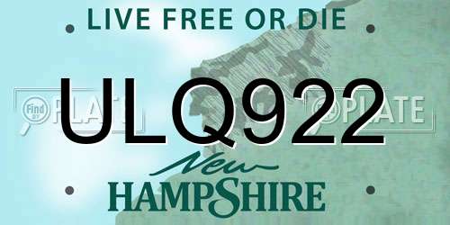 ULQ922 New Hampshire License Plate