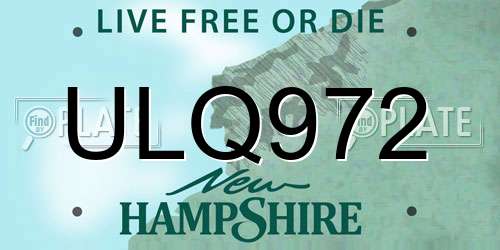 ULQ972 New Hampshire License Plate