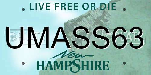 UMASS63 New Hampshire License Plate