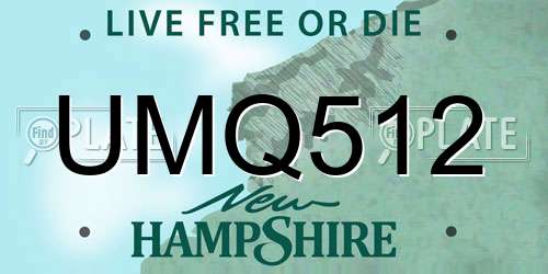 UMQ512 New Hampshire License Plate
