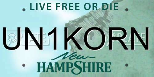 UN1KORN New Hampshire License Plate