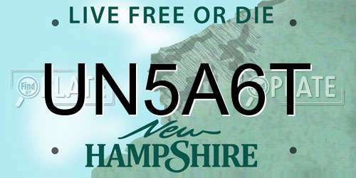 UN5A6T New Hampshire License Plate