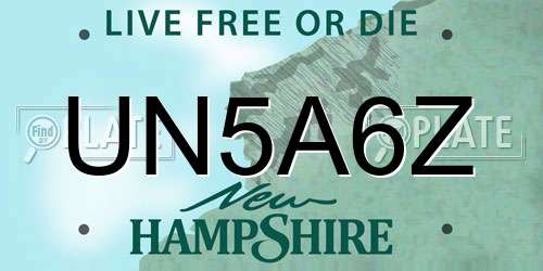 UN5A6Z New Hampshire License Plate