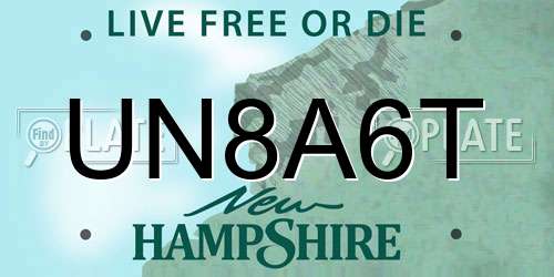 UN8A6T New Hampshire License Plate