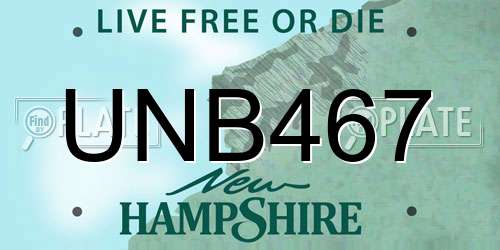 UNB467 New Hampshire License Plate